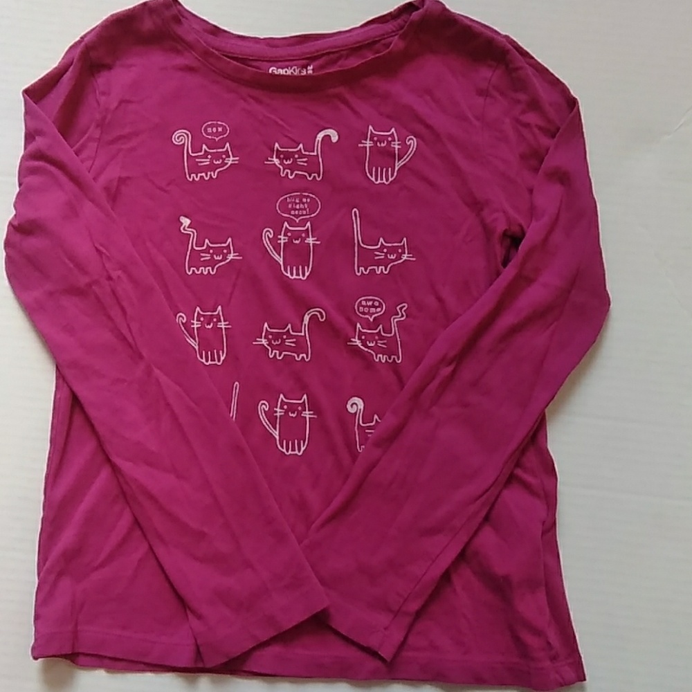 GAP Kids Magenta size 8 long-sleeved kitty shirt